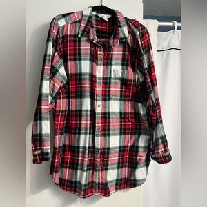 Tartan (holiday plaid) flannel shirt. Worn less than 3x, smoke and pet free home